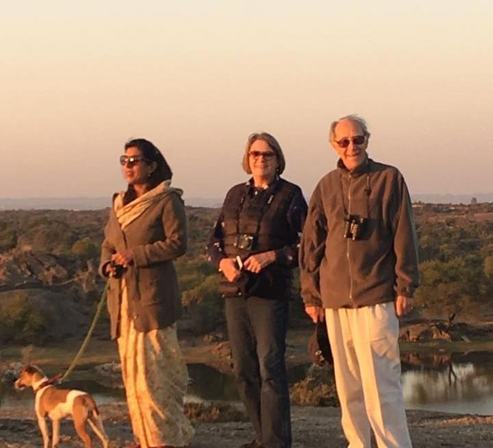 Tourists posing for a photo during the golden hour  - Dev Shree, Deogarh