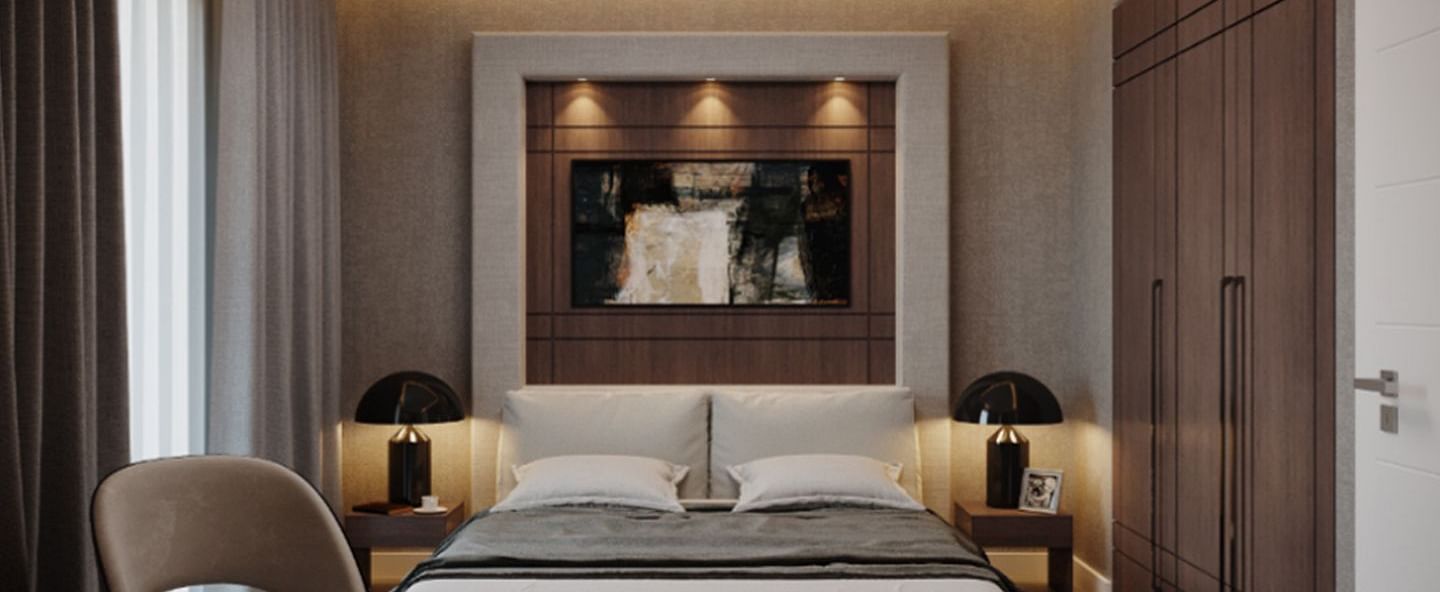 A queen size bed in a room at The Pelican Hotel, Accra.