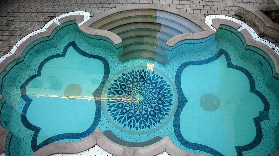 Top view of the swimming pool in a butterfly shape - Mandawa Haveli, Jaipur