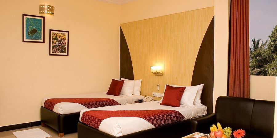 Ramanashree California Resort - interior view of the Club Room tiwh twin beds