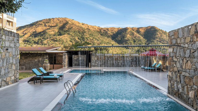 view of a swimming pool at Stone Wood Hotel, Kumbhalgarh