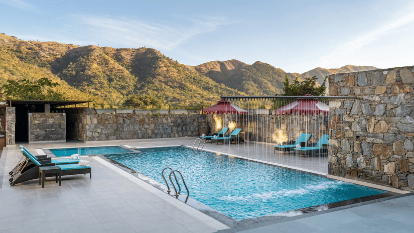 view of a swimming pool at Stone Wood Hotel, Kumbhalgarh