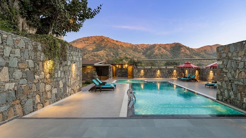 view of a swimming pool at Stone Wood Hotel, Kumbhalgarh