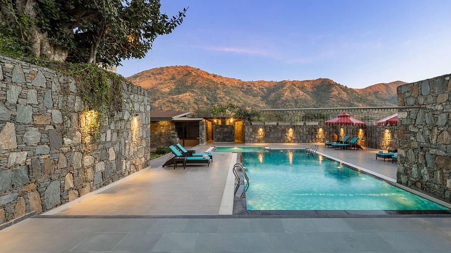 view of a swimming pool at Stone Wood Hotel, Kumbhalgarh
