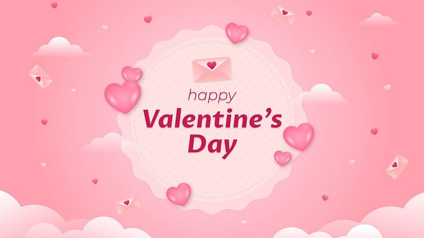 valentine's day offer poster with pink colour hearts