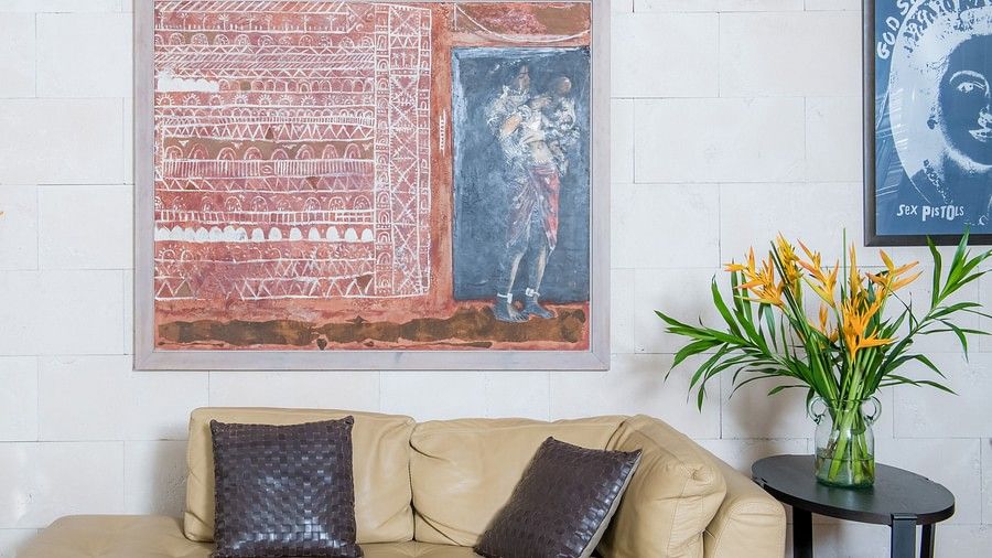 sofa and artwork