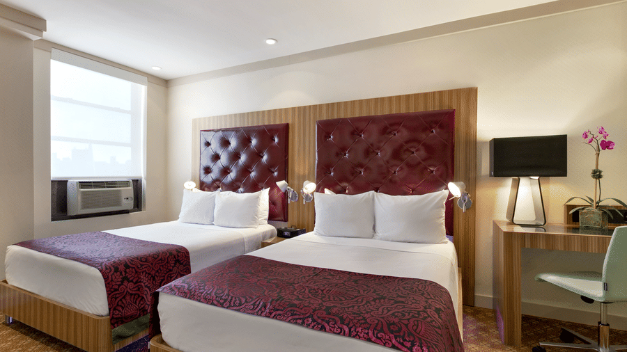 Double Beds with  a work desk a chair