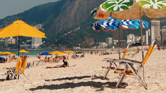 Beach with Beach umbrellas
