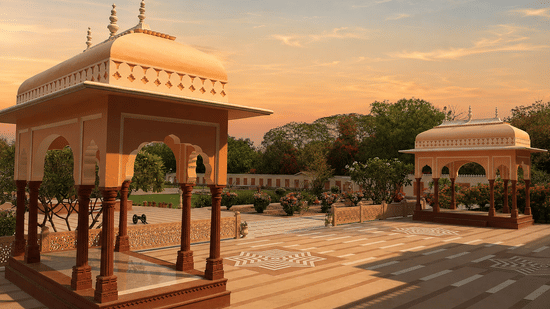 Golden Hour at Sandstone Pavilions-Umaid Palace Dausa-Heritage Resort Near Jaipur