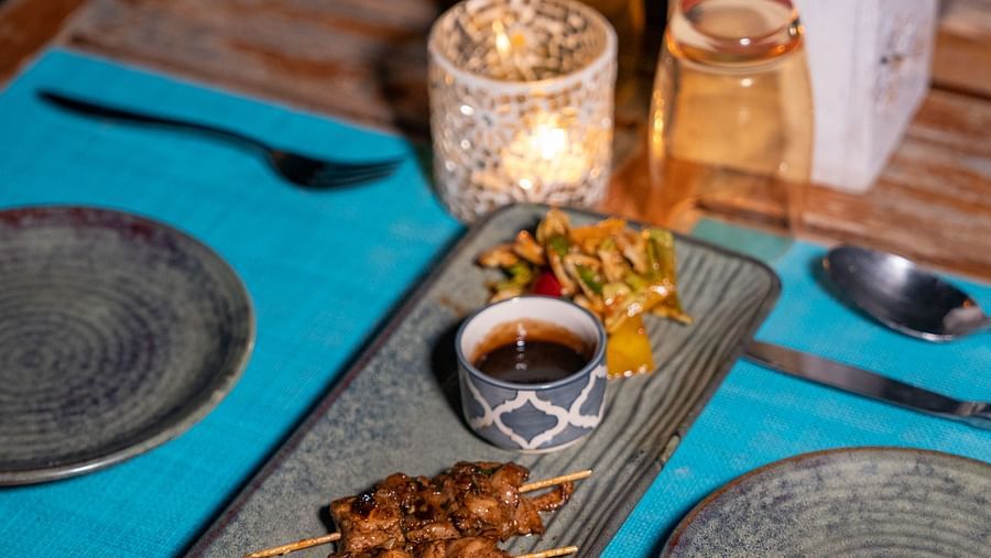 A plate of appetizing starters, beautifully arranged at BluSalzz Escapade Resort, Lansdowne