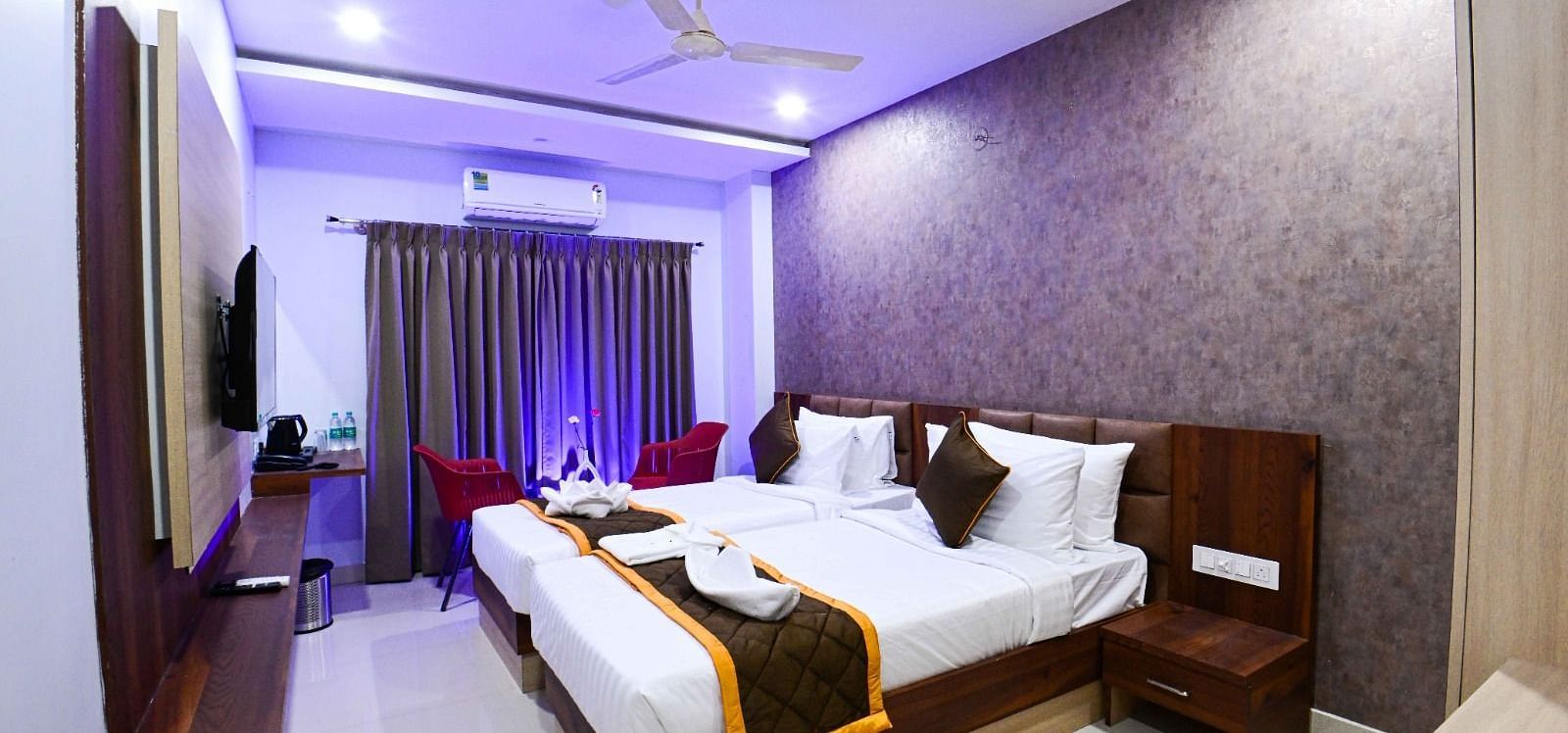 view of the king size beds at Premium Balcony Room of South Square Hotel, Bengaluru