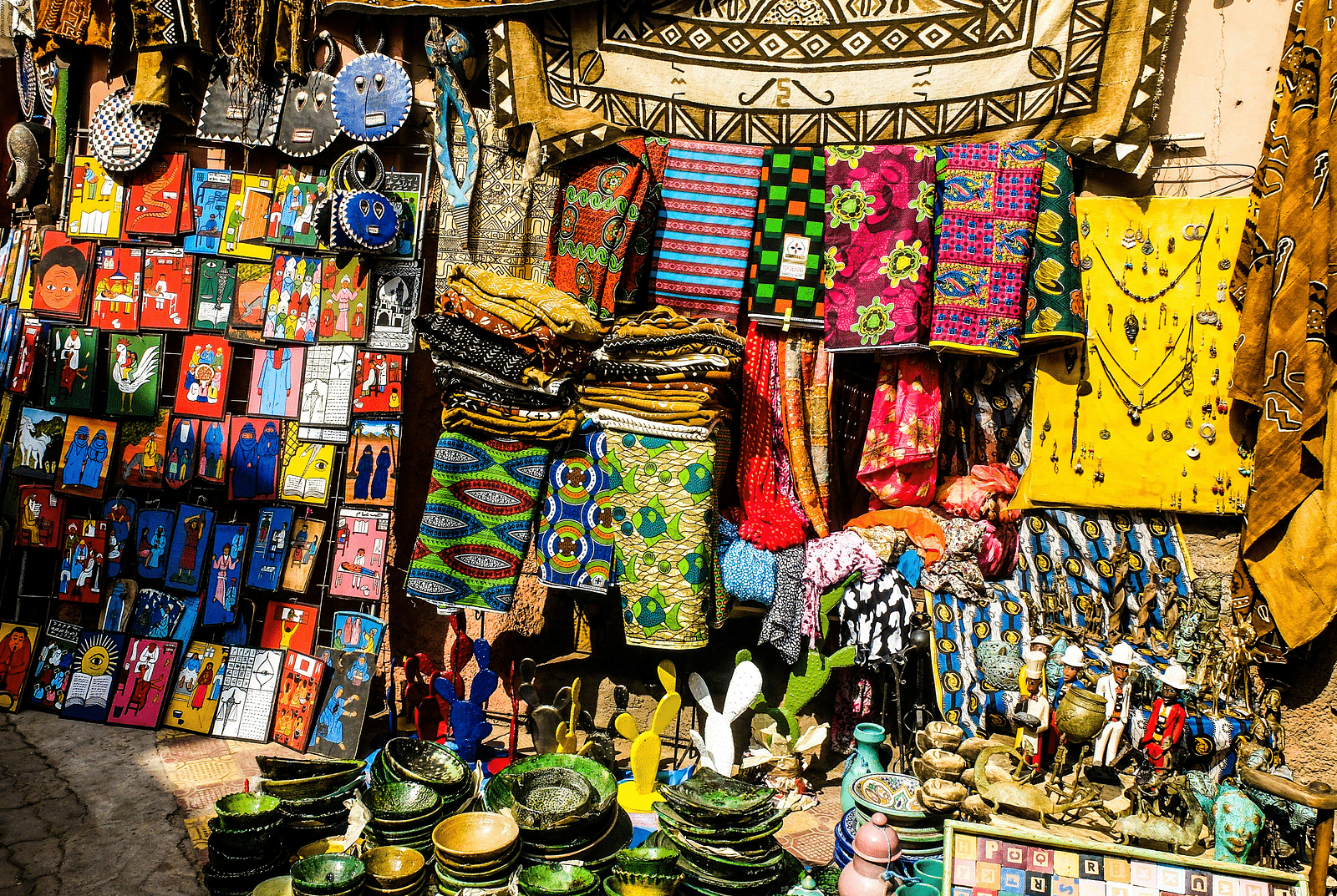 souvenirs for sale in a roadside stall