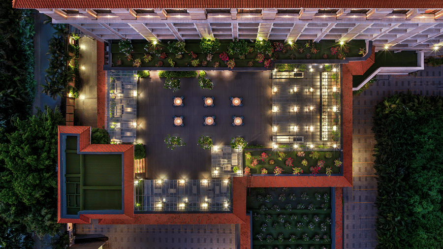 A drone shot of the Terrace