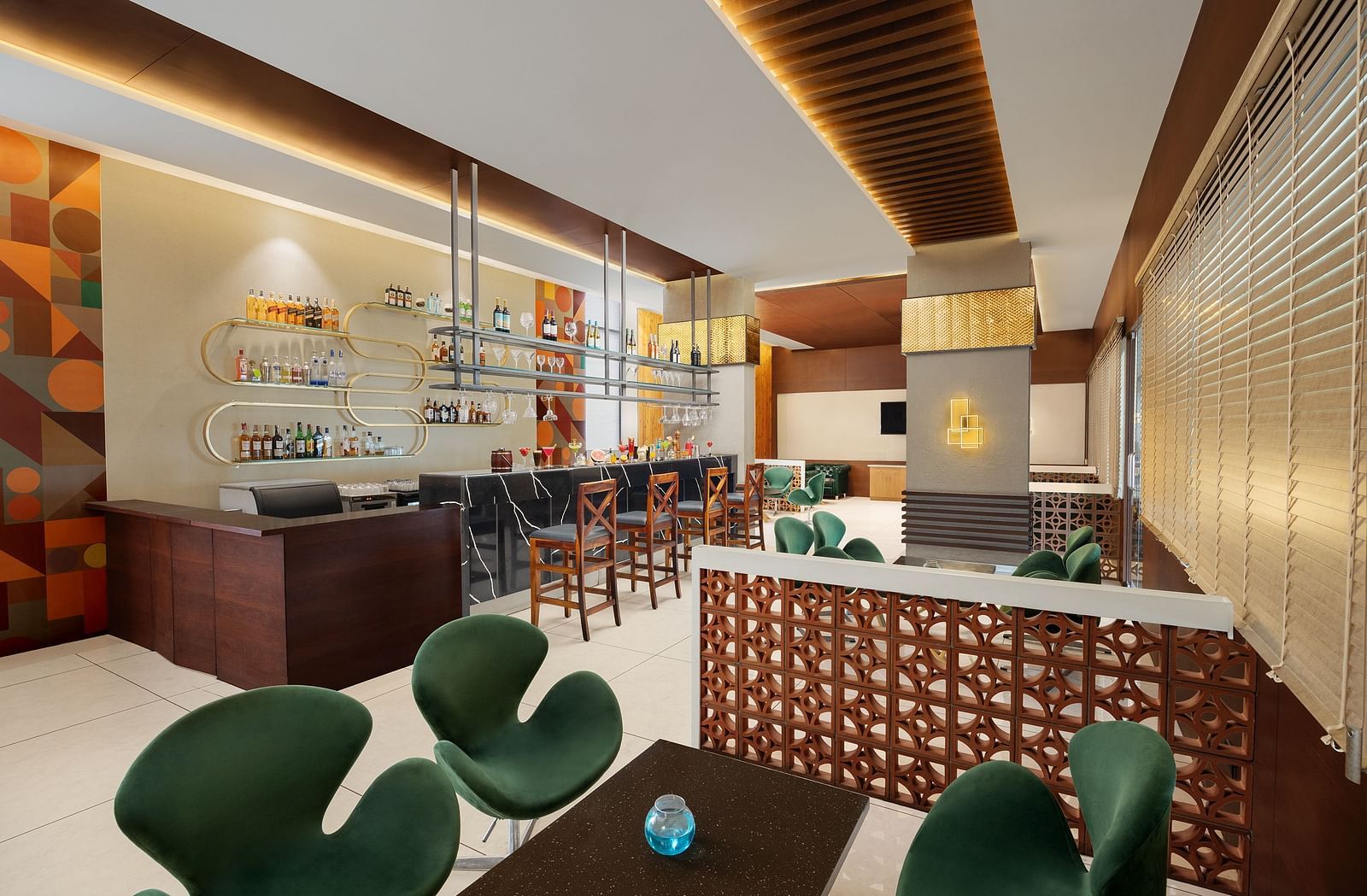 Citron Bar at Essentia Luxury Hotel, Indore with a white and brown ambience.