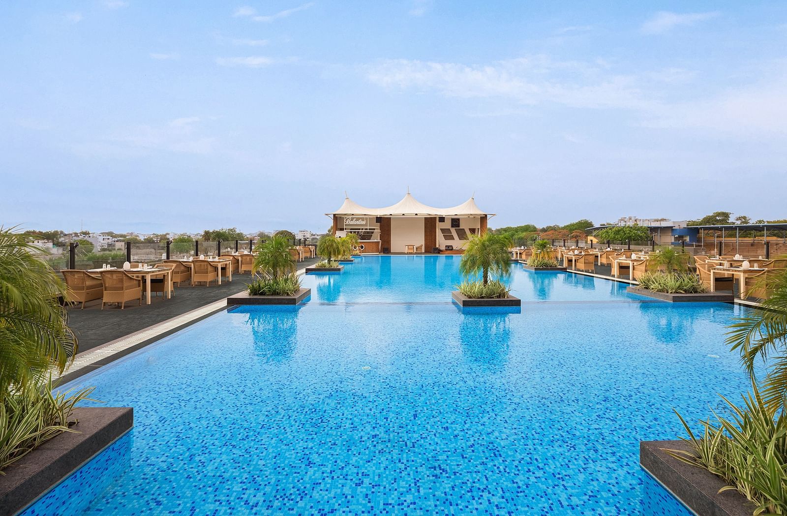 An overview of the Outdoor swimming pool at Essentia Luxury Hotel, Indore
