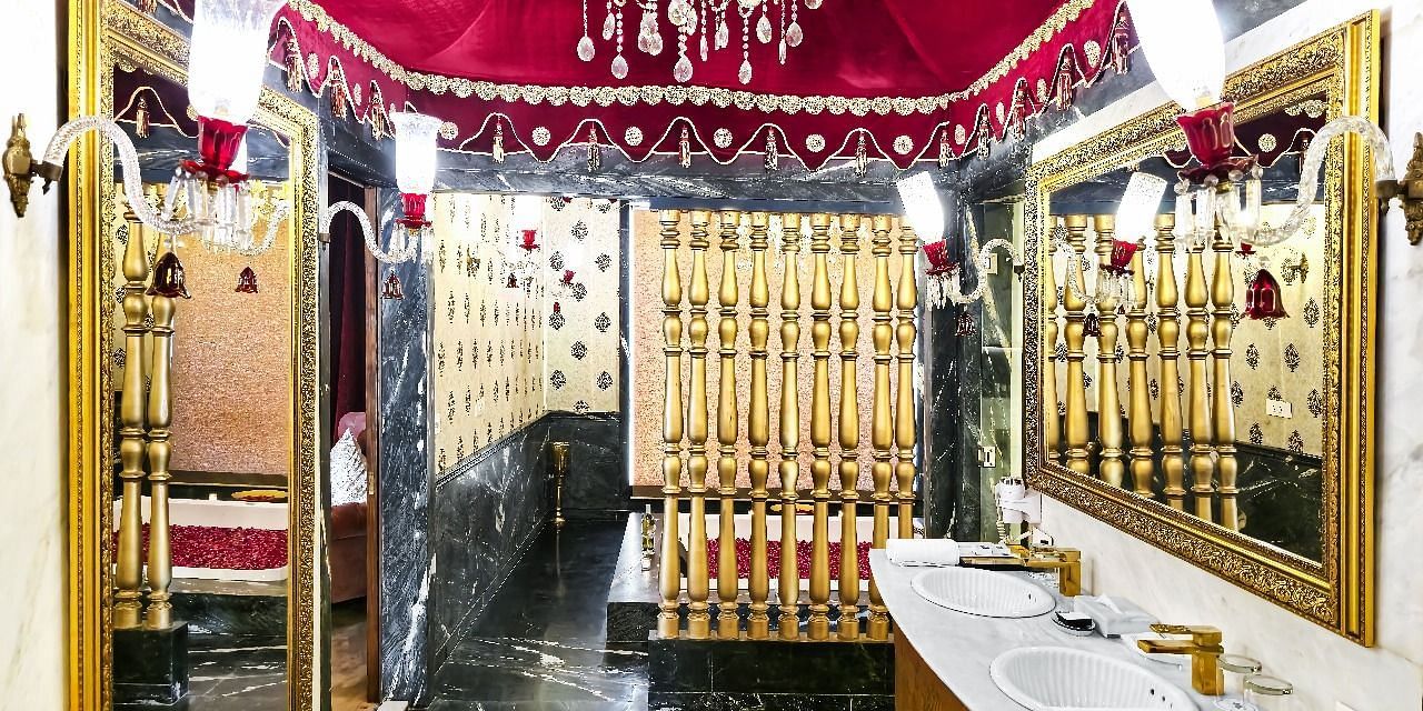 The Shot shows the interior of a luxurious bathroom at the Rajasthali Resort and Spa in Jaipur