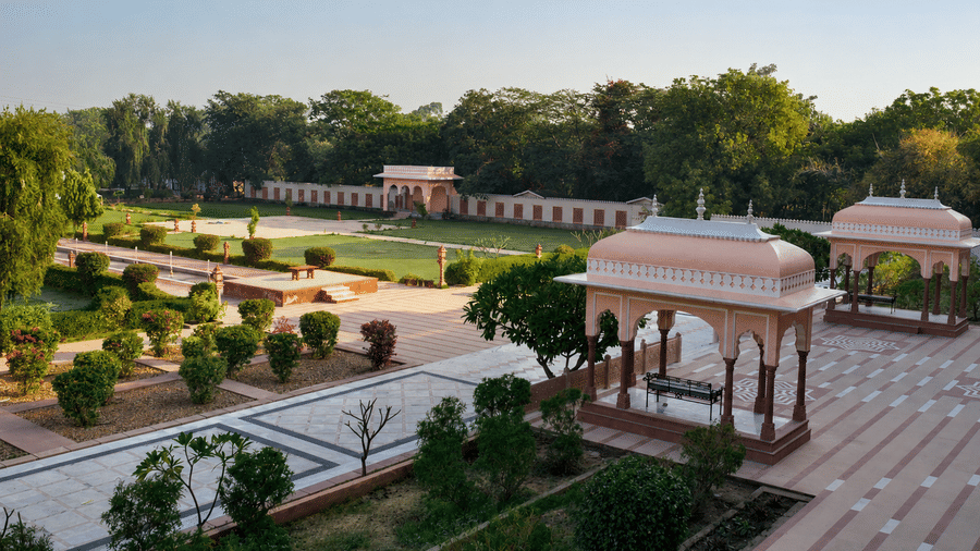 Dawn Over Tranquil Palace Gardens-Umaid Palace Dausa-Resort Near Jaipur