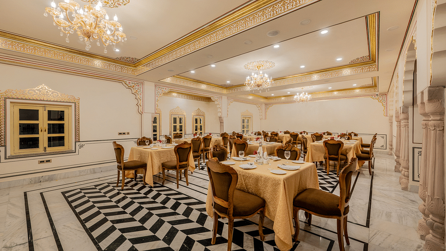 a beautiful image of a restaurant with traditional rajasthani decorsowmya@simplotel.com