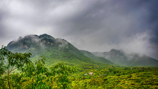 Mountain view with cloud cover