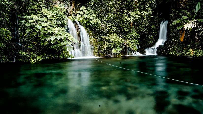 Waterfalls cascading down the hills