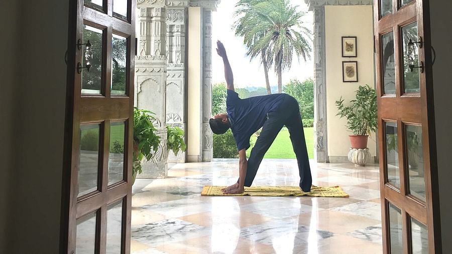 A person performing yoga - Dev Shree, Deogarh