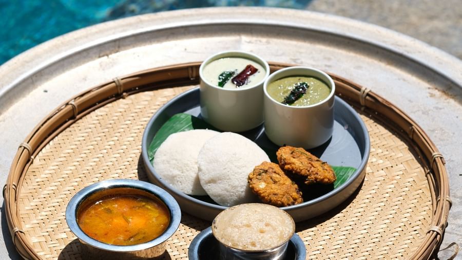 A plate of Idli Vada with Filter Coffee | Mango Hill, Pondicherry