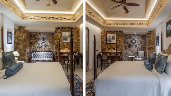 Picture featuring double bedroom, well furnished and brightly lit.