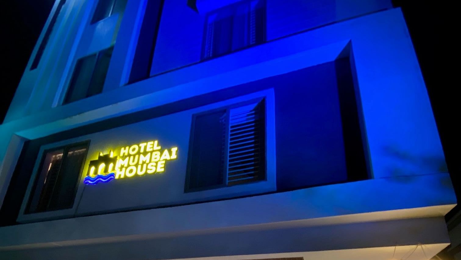 Night view of Hotel Mumbai House, Indore Facade