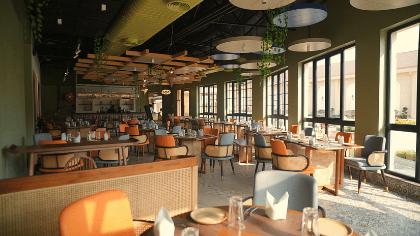 Image of Verbana Restaurant with dining area and large windows on the side at Voyage The Solitaire Bliss.