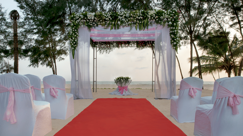 A beautiful seating arrangement for an outdoor ceremony at Sea Mist, one of the premier beach wedding venues in South Goa - Kenilworth Resort & Spa, Goa