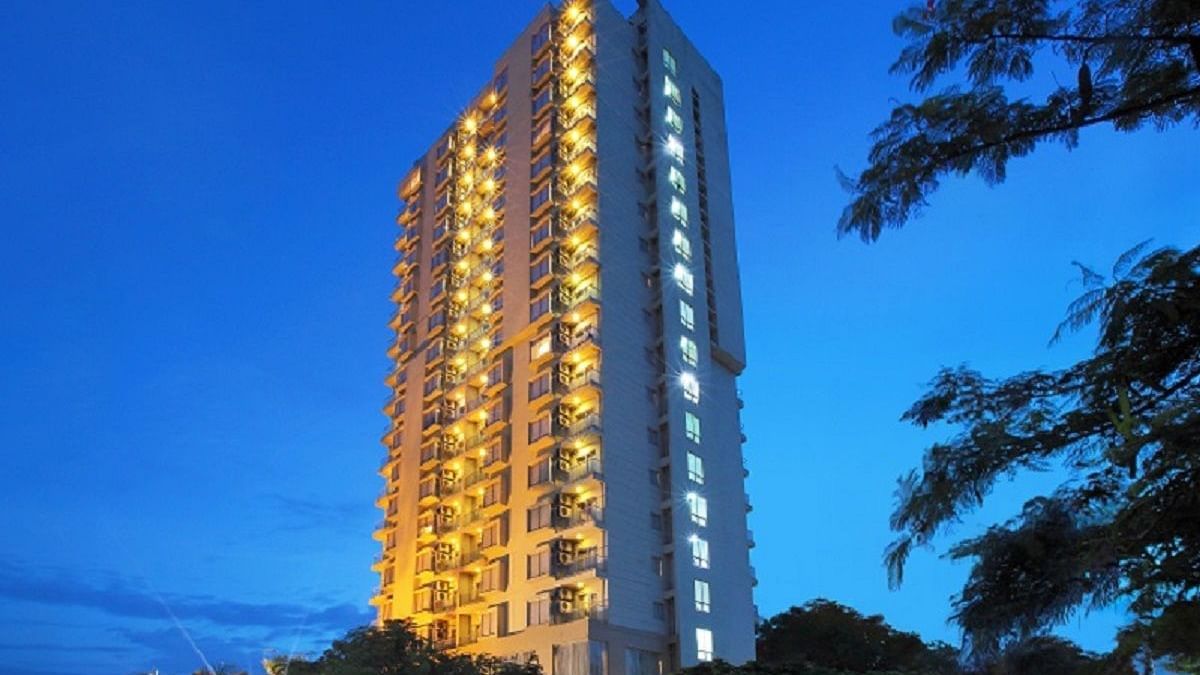 Facade of Starlit Suites, Bangalore during blue hour