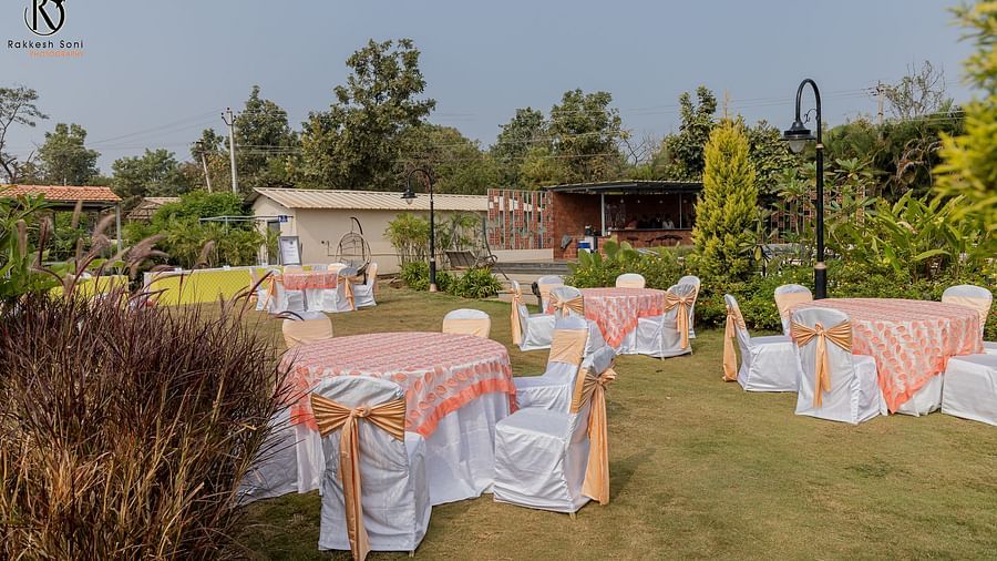 An image of the banquet space with the seating arrangement - Trance Veechika Resort