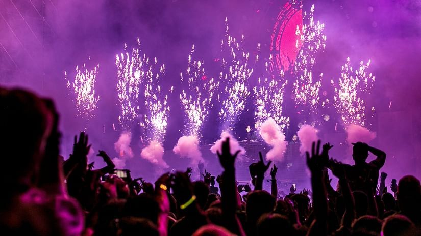 Fireworks at a night party