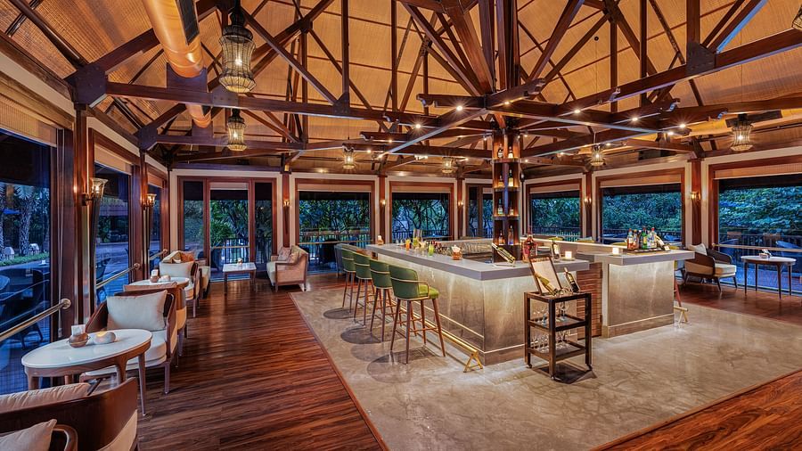 Inside view of bar with elegant interior design at Ananta Spa & Resort, Pushkar