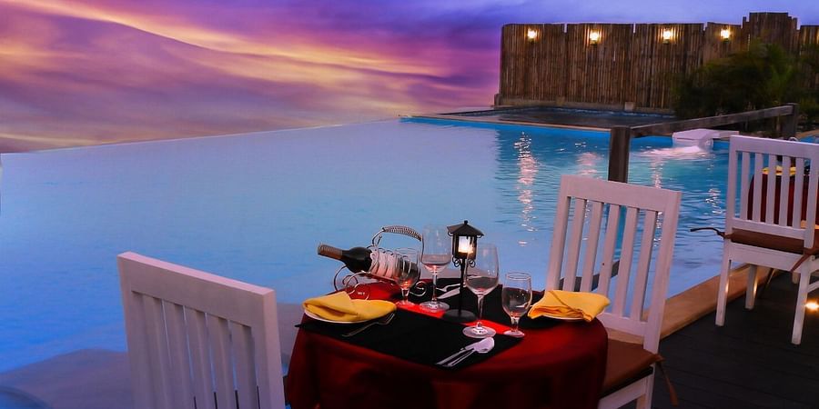 Sunset at our poolside dining area