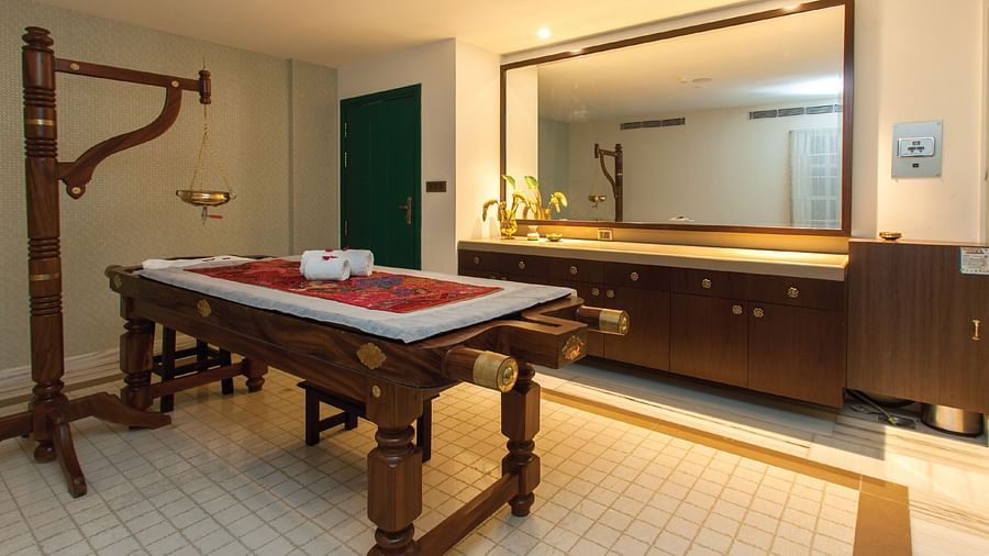 Spa area at Fragrant Nature Cochin with seating arranged neatly and ready for guests