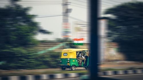 Auto rikshaw with Indian flag