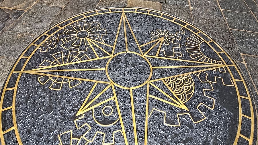 The compass Mandala art sculpture at The Nanee