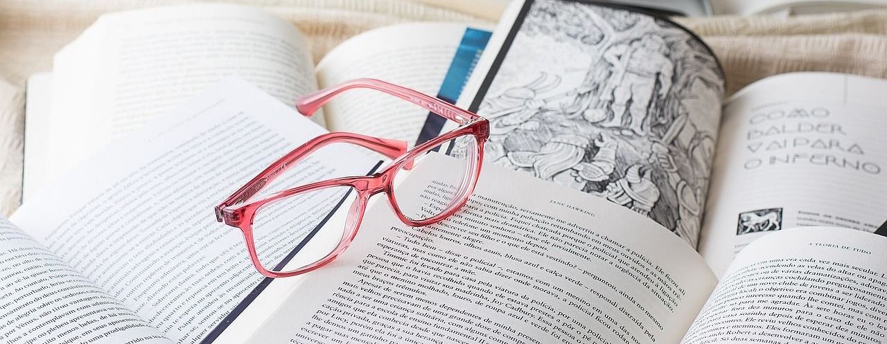 Books with a glass on top