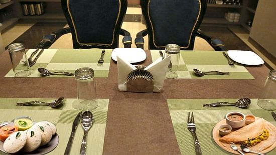 Food placed on the table in the restaurant at VITS Panchgani