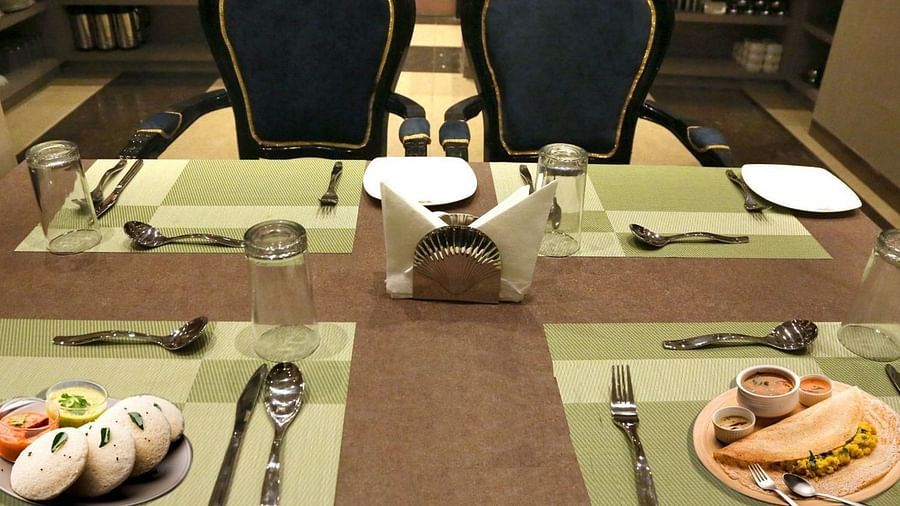 Food placed on the table in the restaurant at VITS Panchgani