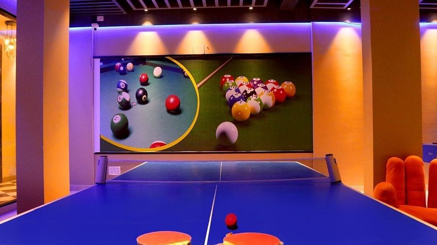 A table tennis table in the indoor gaming zone at VITS Panchgani