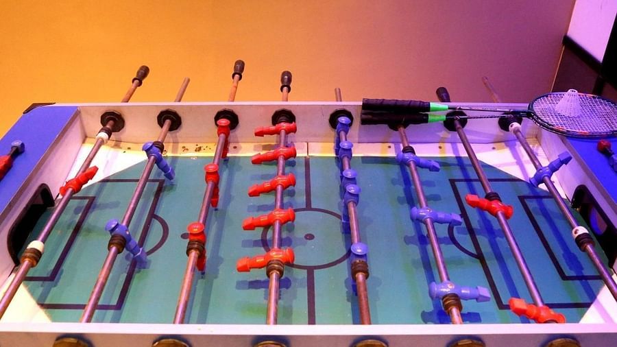 A foosball table in the indoor gaming room at VITS Panchgani