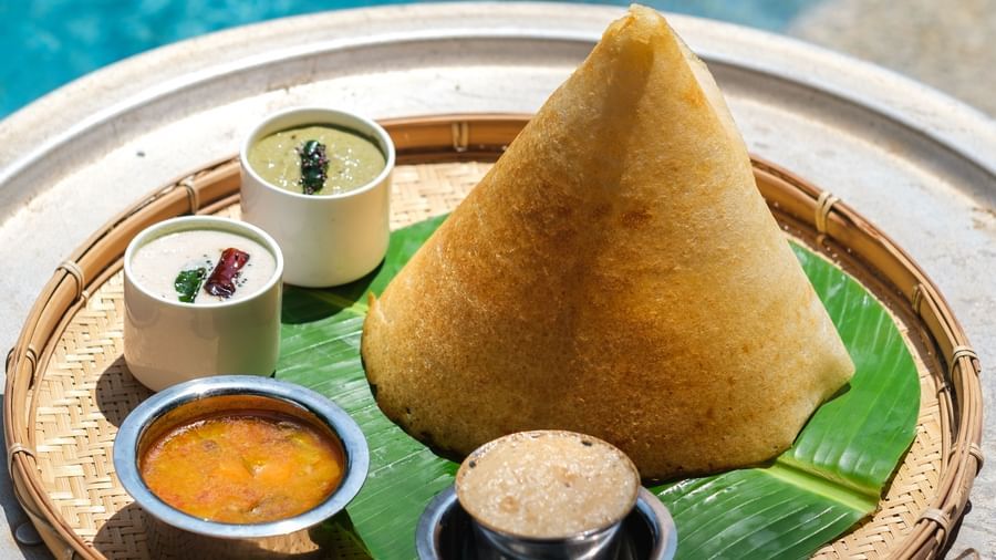 Indian dosa with coconut chutney and sambar by the ocean | Mango Hill, Pondicherry