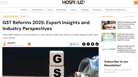 An article by hospility lexis showcasing GST Reforms