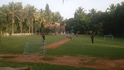 Cricket game in progress on the lawns at Fantasy Golf Resort, Bangalore.