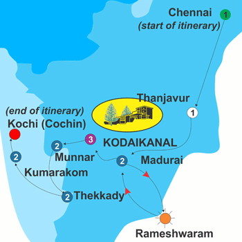 Southern Sojourn for 14 days itinerary graphic