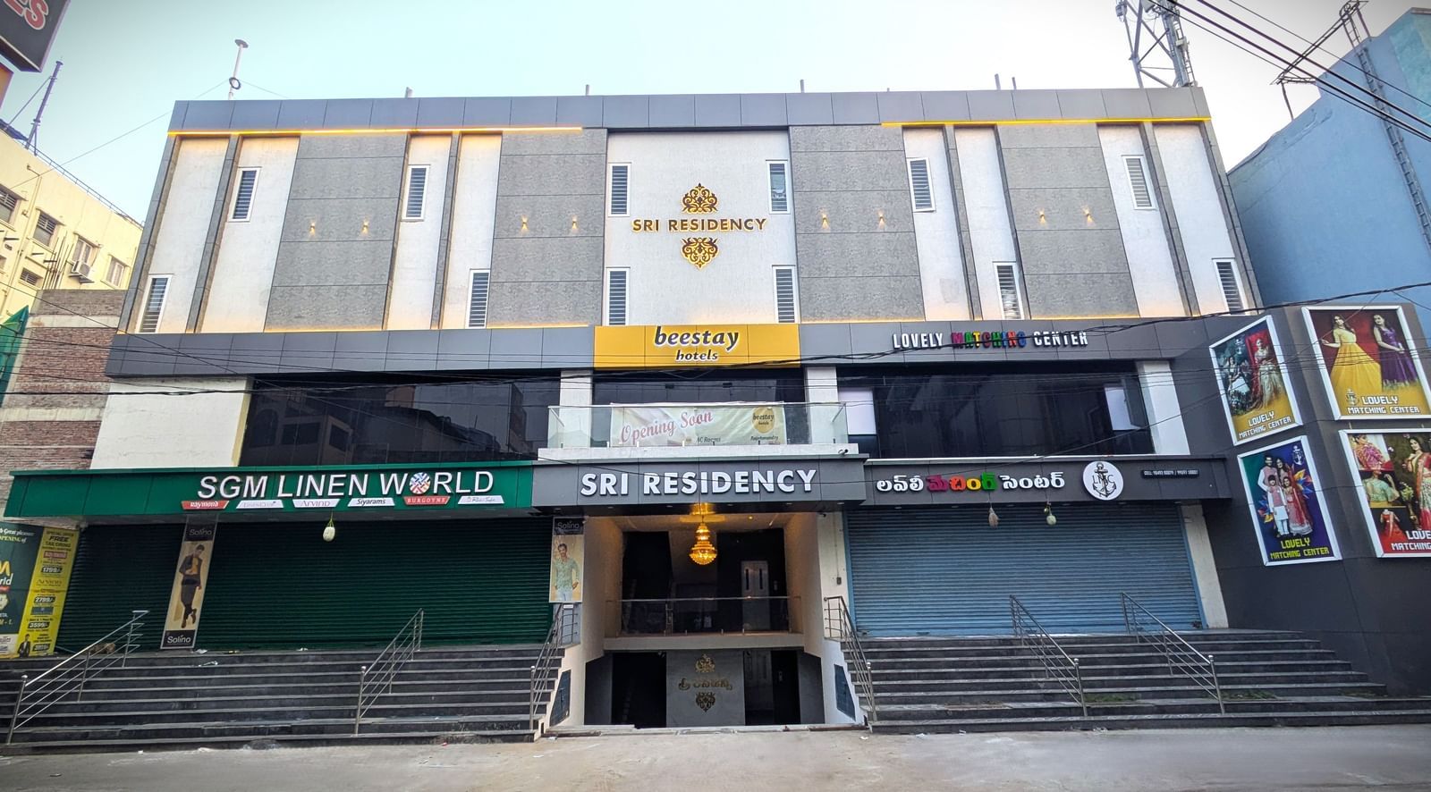 Exterior front view of Beestay Hotels with clear signage at Beestay Hotels, Rajahmundry.