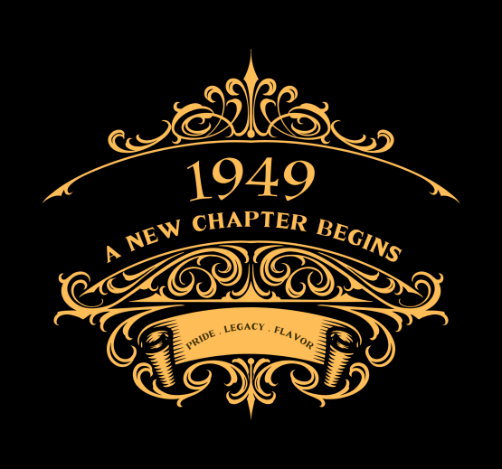 The logo of a space at The Heritage Club Tripura Castle Hotel and Spa, Shillong, featuring the name; 1949 inside in a fancy line.