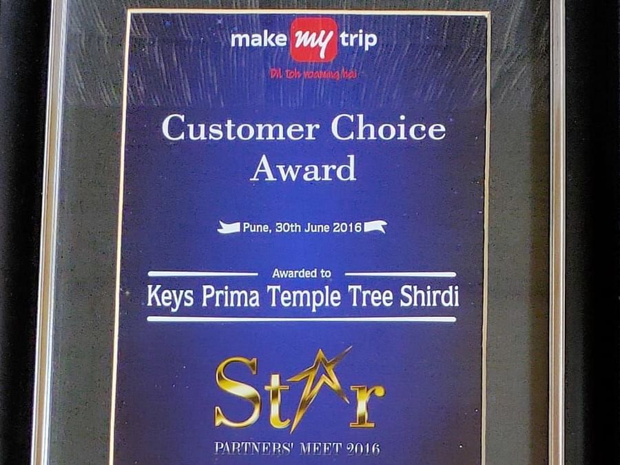 hotels in shirdi, 4 star hotel in shirdi, hotel temple tree shirdi, luxury hotel in shirdi  rgrh2016 Award - 3 MakeMyTrip Customer Choice Award